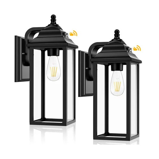 2 Sets Porch Lights Outdoor Wall Lantern Decor for Exterior House Garage Patio Lights-Black