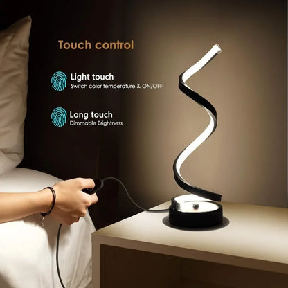 Classic Creative Spiral LED Table Lamp, Modern Minimalist Dimmable Spiral Table Lamp, Adjustable Arm, Soft Light, Multifunction