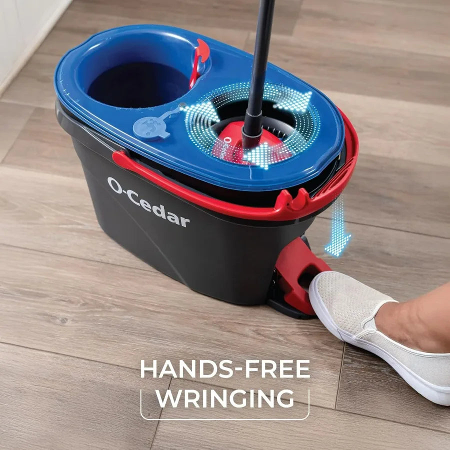 RinseClean Spin Mop & Bucket System + 1 Extra Mop Head | Clean with Clean Water | Removes 99% of Bacteria O-Cedar