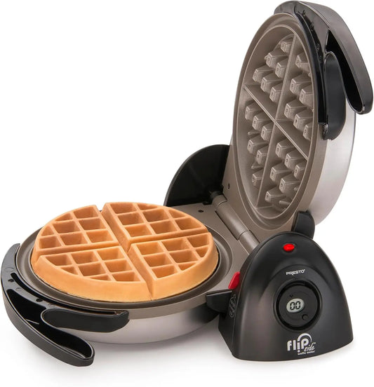 Ceramic Nonstick Belgian Waffle Maker with Flip Design, Cool-Touch Handles for Easy Use