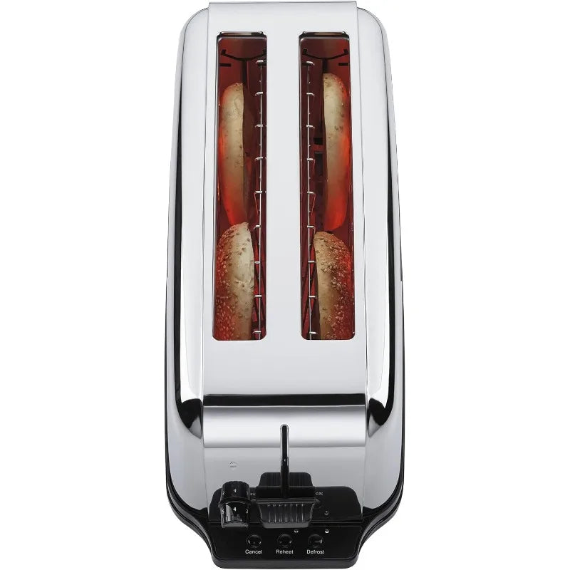 Commercial 4 Slice Extra Long Slot Light Duty Pop-Up Toaster,