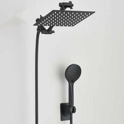 8-12Inch High Pressure Rain Shower Head with Adjustable Extension Arm With 3-way Handheld Shower Spray