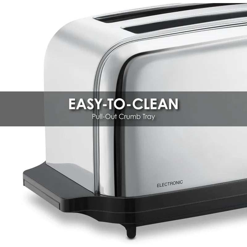 Commercial 4 Slice Extra Long Slot Light Duty Pop-Up Toaster,