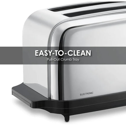 Commercial 4 Slice Extra Long Slot Light Duty Pop-Up Toaster,