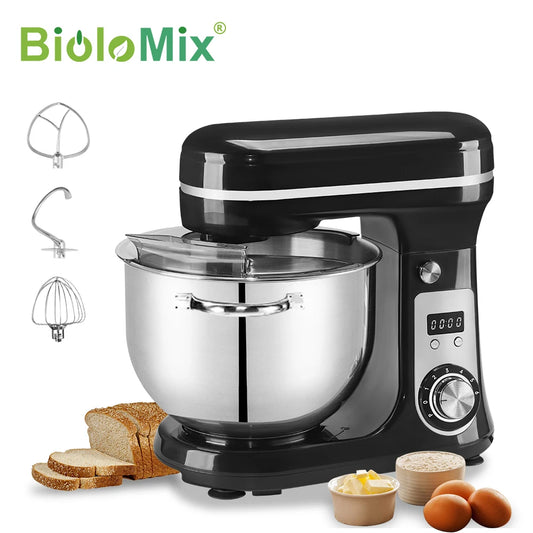 6-Speed,Kitchen Food Stand Mixer, with Blender, Quiet Motor, Cream Egg Whisk and Whip Dough Kneader,