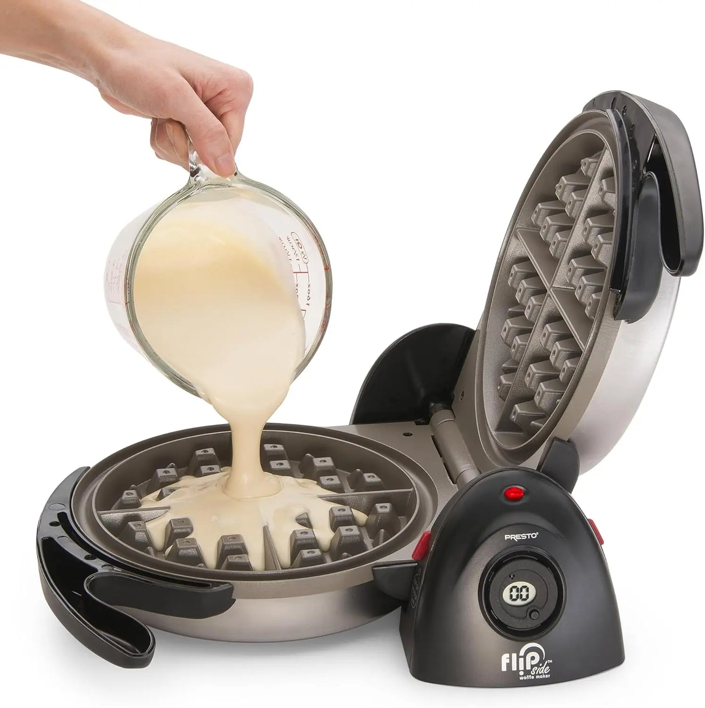 Ceramic Nonstick Belgian Waffle Maker with Flip Design, Cool-Touch Handles for Easy Use