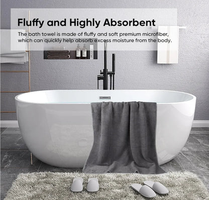 Bath Towel Set Pack of 2, (27 x 54 Inches) Microfiber Ultra Soft Highly Absorbent  Lightweight and Quick Drying Towel