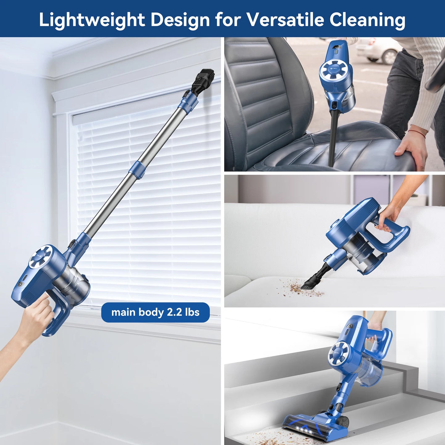 Cordless Vacuum Cleaner, 20Kpa Ultra-lightweight Stick Vacuum for Household Cleaning