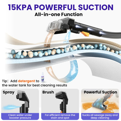 Handheld Carpet Cleaner 15Kpa 450W Motor Upholstery Vacuum Cleaner Spot And Stain Deep Cleaner for Pet Stairs Car Seat