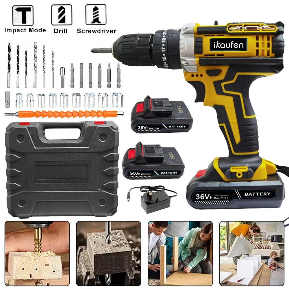 Multifunctional 21V rechargeable impact drill lithium battery cross-border flashlight gun drill