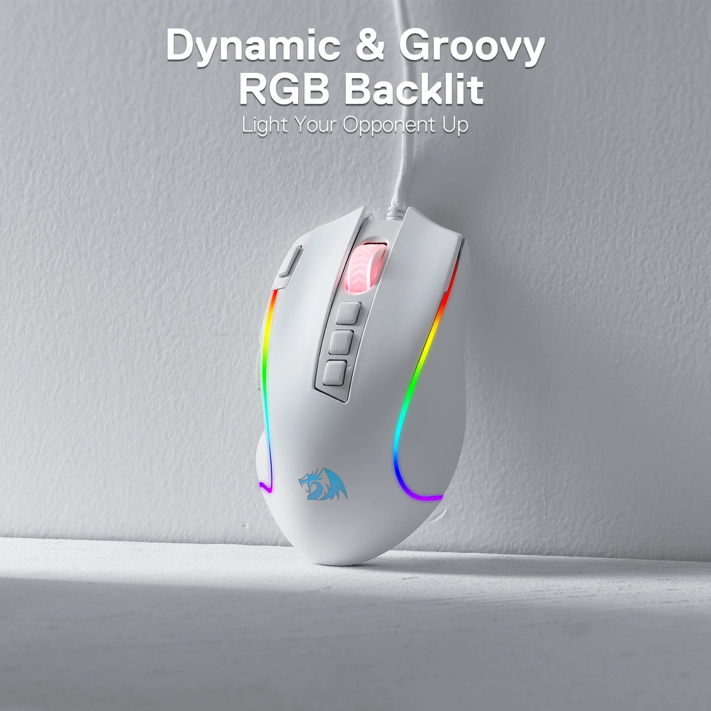 Predator RGB Gaming Mouse 8000 DPI Wired Optical with 11 Programmable Buttons, White