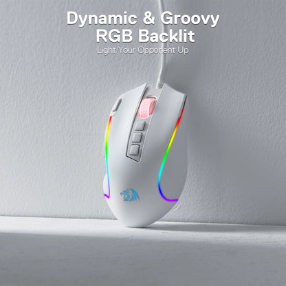 Predator RGB Gaming Mouse 8000 DPI Wired Optical with 11 Programmable Buttons, White