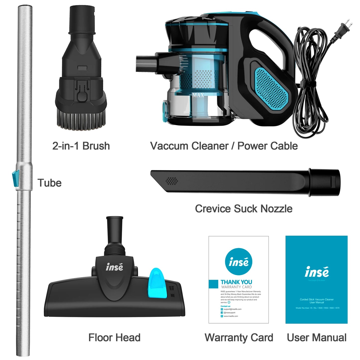 600W Motor Stick Handheld Vacuum Cleaner Powerful Suction for Home Pet Hair, Hard Floor
