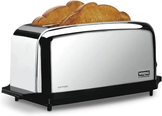 Commercial 4 Slice Extra Long Slot Light Duty Pop-Up Toaster,