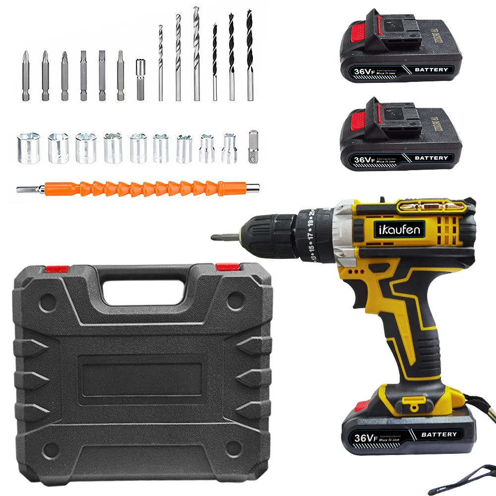 Multifunctional 21V rechargeable impact drill lithium battery cross-border flashlight gun drill