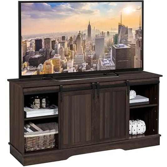65 inch TV Console  Sliding Barn Door, Media Storage Table
