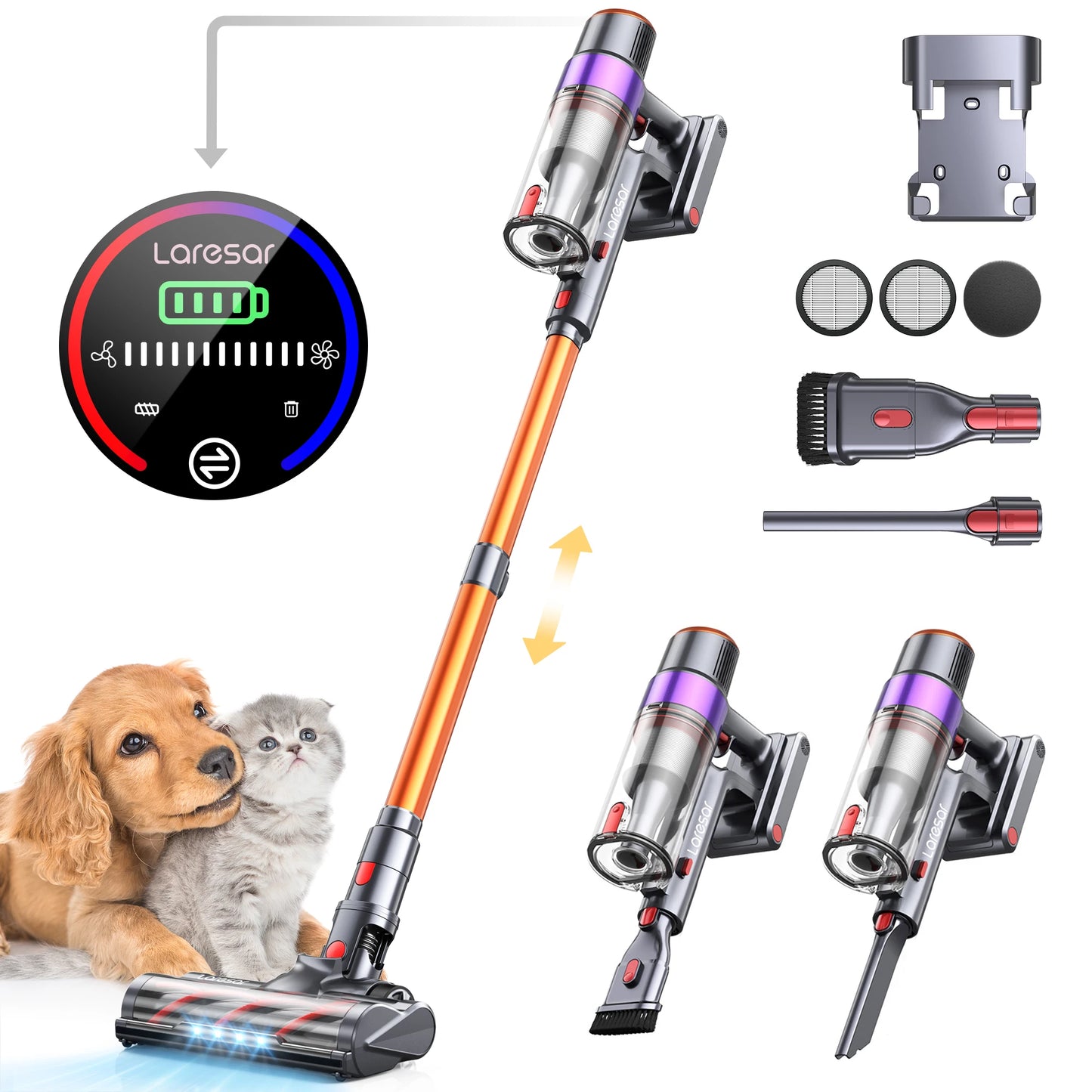 Handheld Laresar Elite and  Cordless Vacuum Cleaner,  Home Appliance 450W Powerful smart home Touch Screen