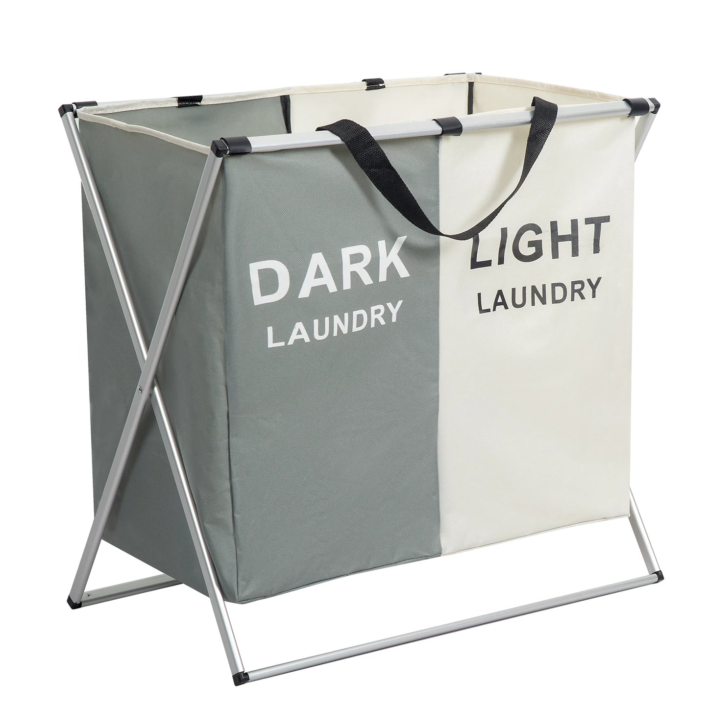 1 PC Large Laundry Hamper 3 Sections Divided Foldable Laundry Basket with Washing Bin Dirty Cloth Storage Bag