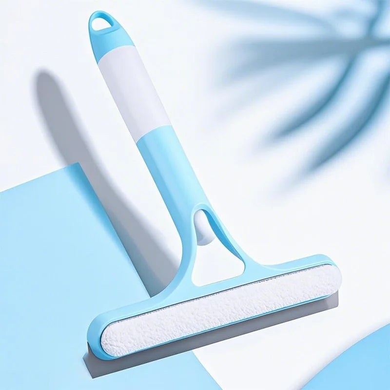 3-in-1 Window Cleaning Kit - Dual-Sided Glass Scrubber with Squeegee & Spray Bottle for Mirrors, Shower Doors, No-Streak