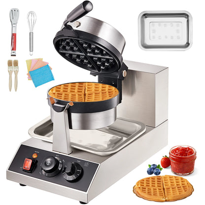 Electric Stainless Steel Round Waffle Non-Stick Waffle maker Machine Teflon-Coated Baking Pans