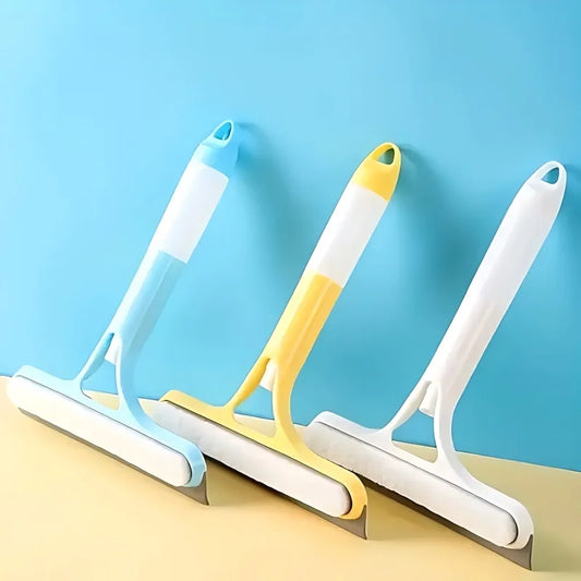 3-in-1 Window Cleaning Kit - Dual-Sided Glass Scrubber with Squeegee & Spray Bottle for Mirrors, Shower Doors, No-Streak