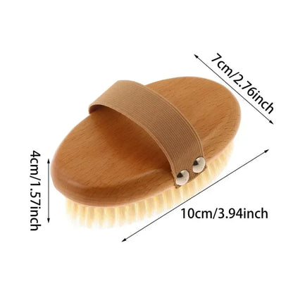 Wooden Body Brush Natural Boar Bristle Organic Dry Skin Exfoliating Bathing Brush