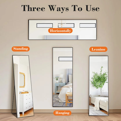 64"x21" Full Body Wall-Mounted Mirror with Stand