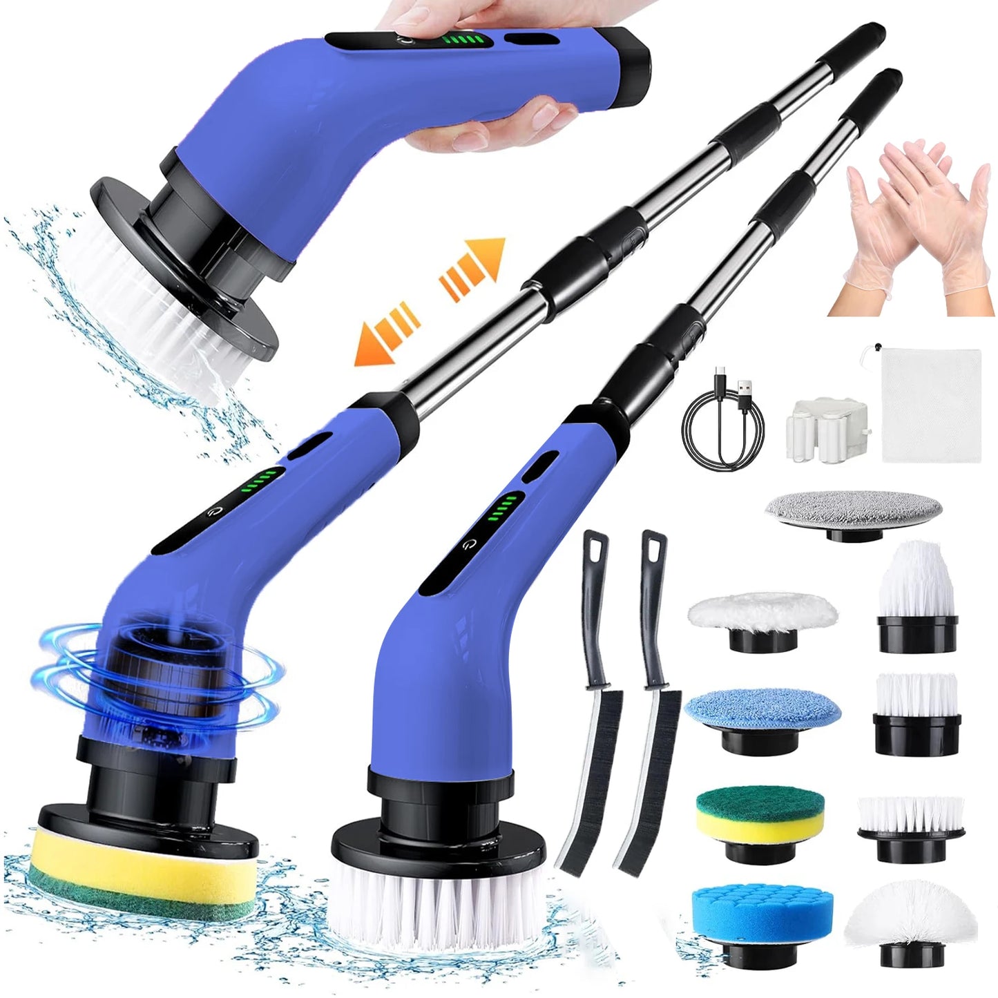 2025 Electric Rotating Floor Scrubber, Rechargeable Cleaning Brush, Shower Floor Scrubber, with 9 Brush Heads, 2H Power Dual Spe