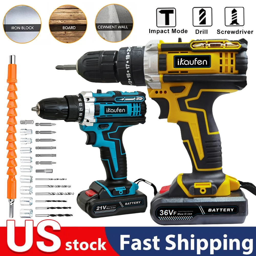 Multifunctional 21V rechargeable impact drill lithium battery cross-border flashlight gun drill
