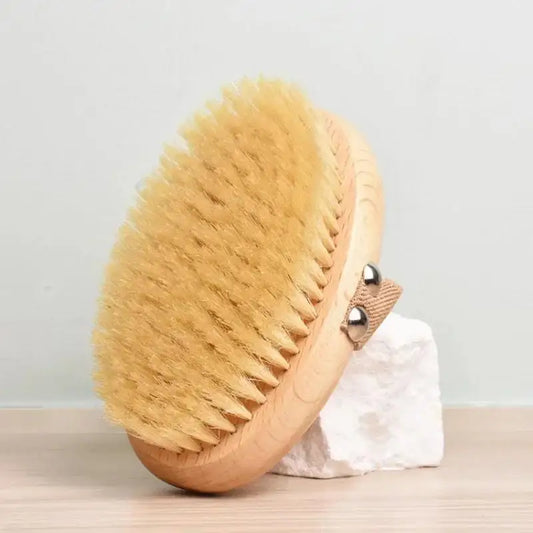 Wooden Body Brush Natural Boar Bristle Organic Dry Skin Exfoliating Bathing Brush