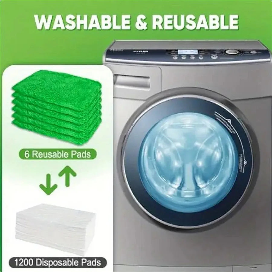 7 Piece Green Mop Cloth, Suitable for  Dry Sweeping Cloth and Wet Mopping, Household Cleaning - Washable
