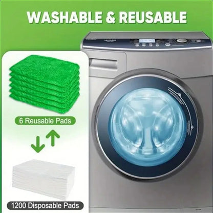 7 Piece Green Mop Cloth, Suitable for  Dry Sweeping Cloth and Wet Mopping, Household Cleaning - Washable