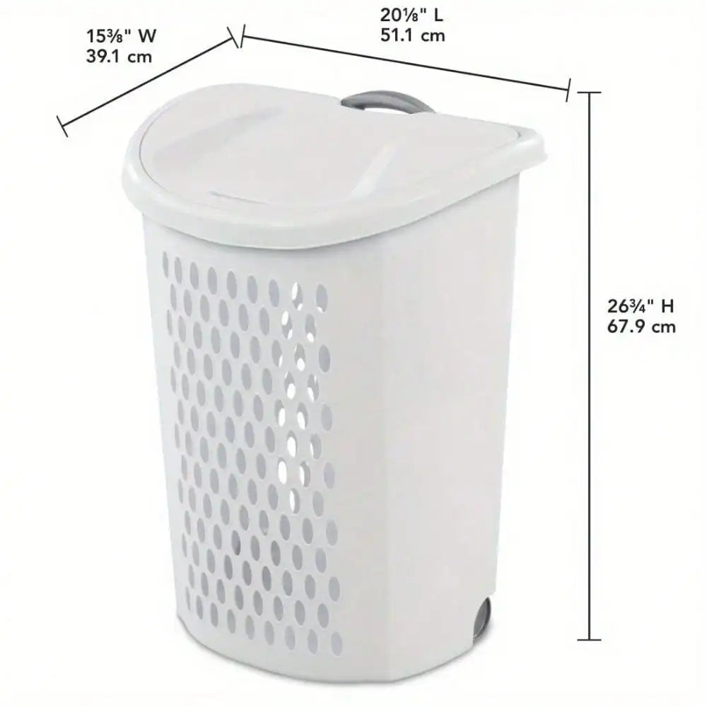 Plastic wheel laundry basket with flip design with wheels for storage of dirty clothes and transport clothes
