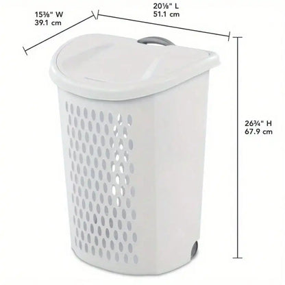 Plastic wheel laundry basket with flip design with wheels for storage of dirty clothes and transport clothes