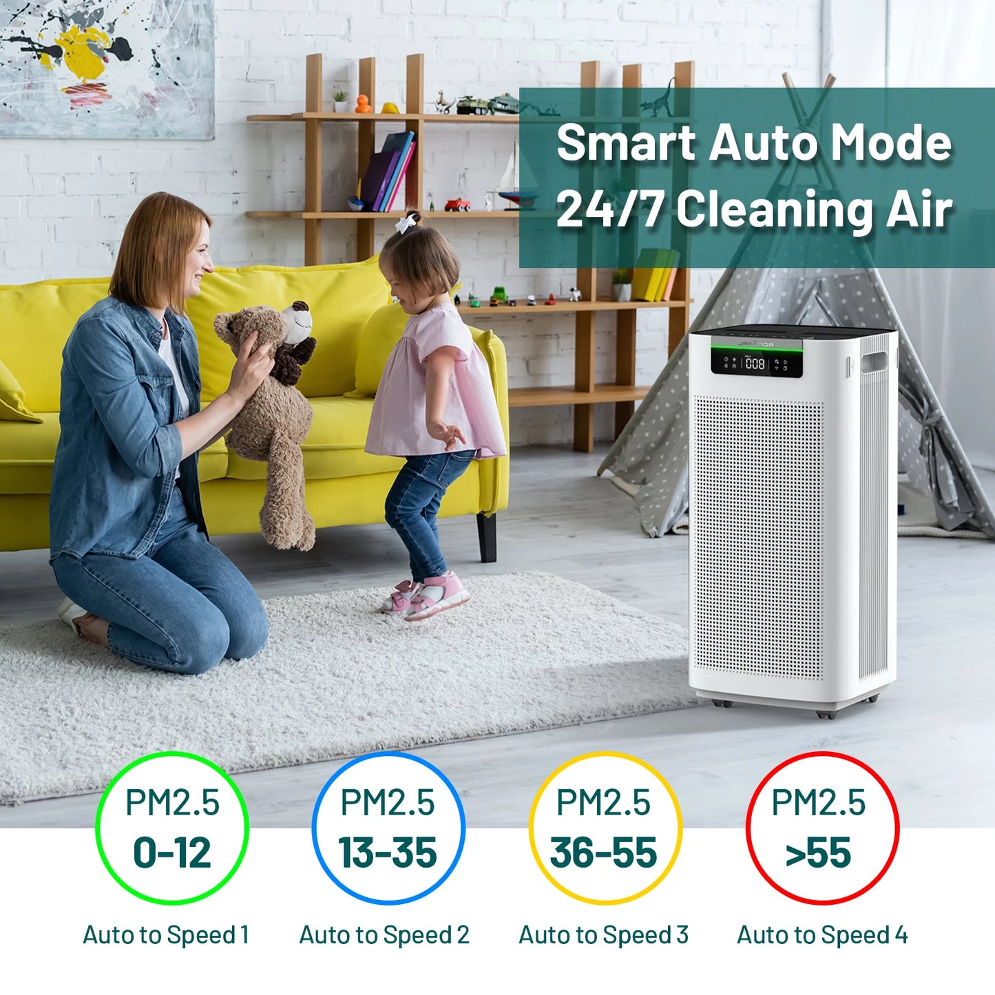 Air Purifier for Home Large Room 3800 ft²,Smart HEPA Air Purifiers with APP & Alexa, Ture HEPA Activated Carbon Air Filter,