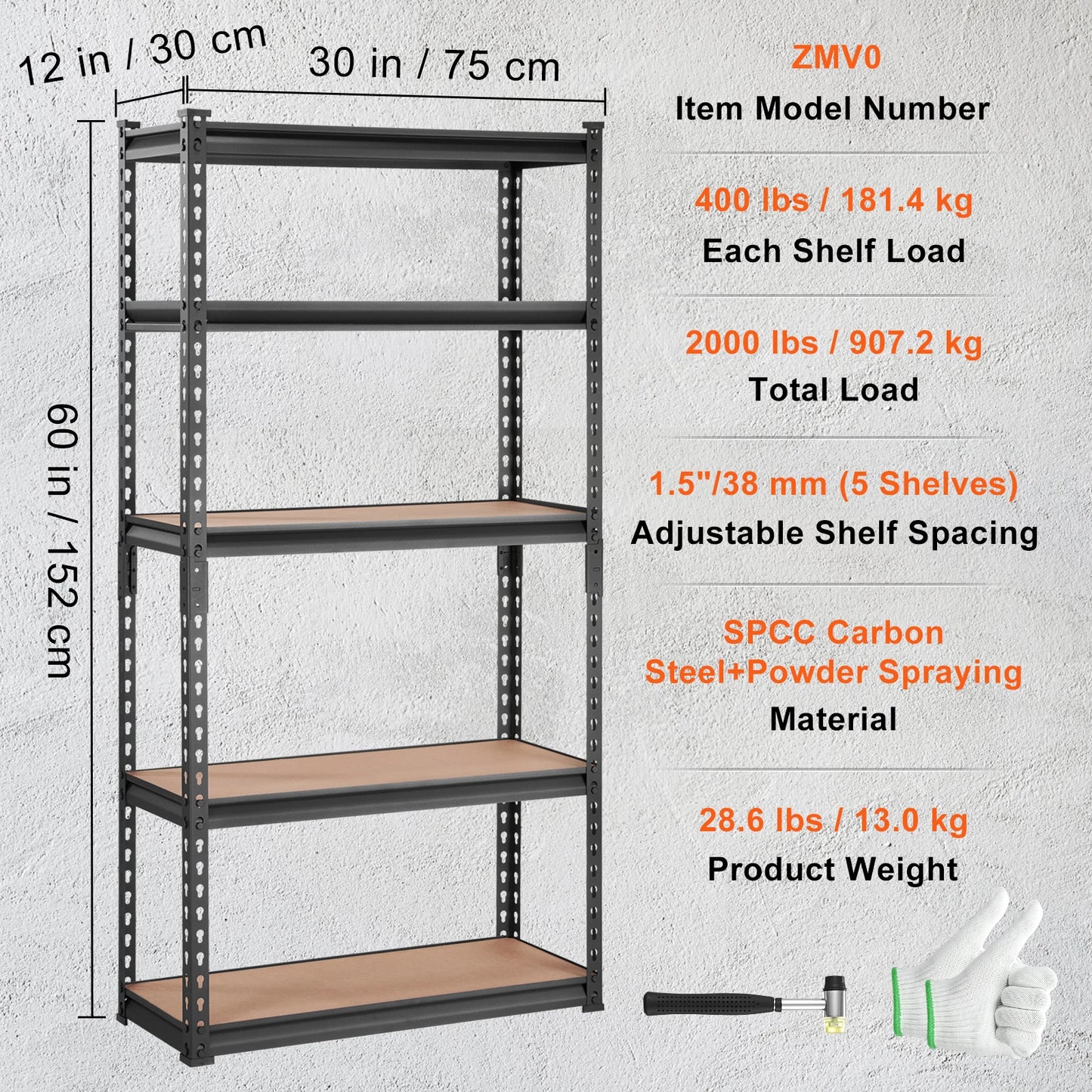 5 Layers Standing Storage Shelving Unit Heavy Duty Organizer Metal Rack for Kitchen Living Room and office.