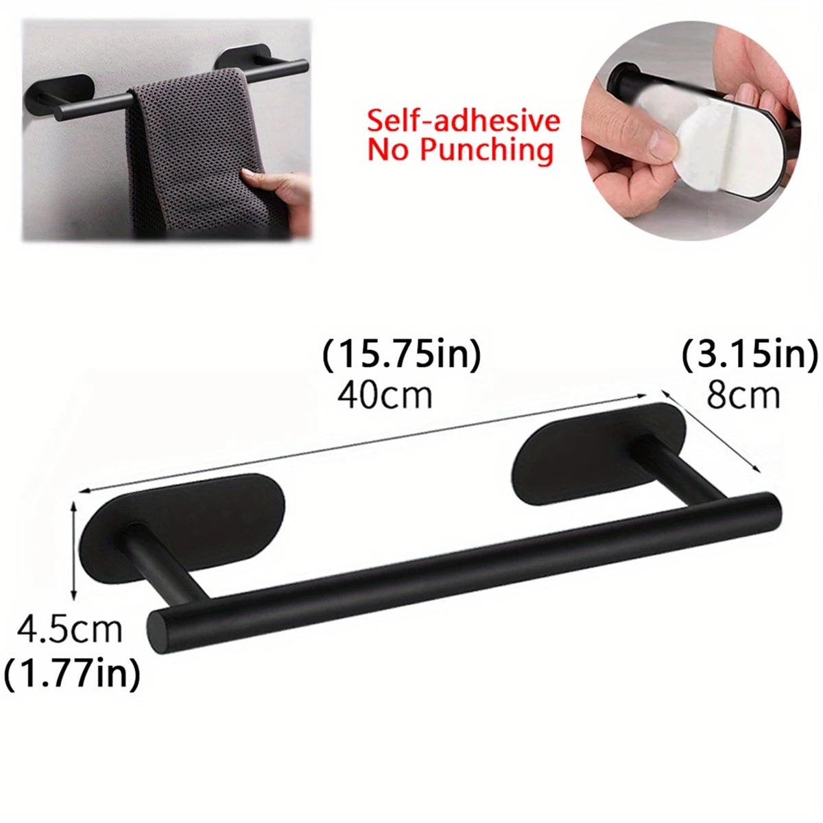 Towel Racks for Bathroom, Adhesive Towel Bar, Hand Towel Holder, Kitchen Towel Holder, Bathroom Accessories