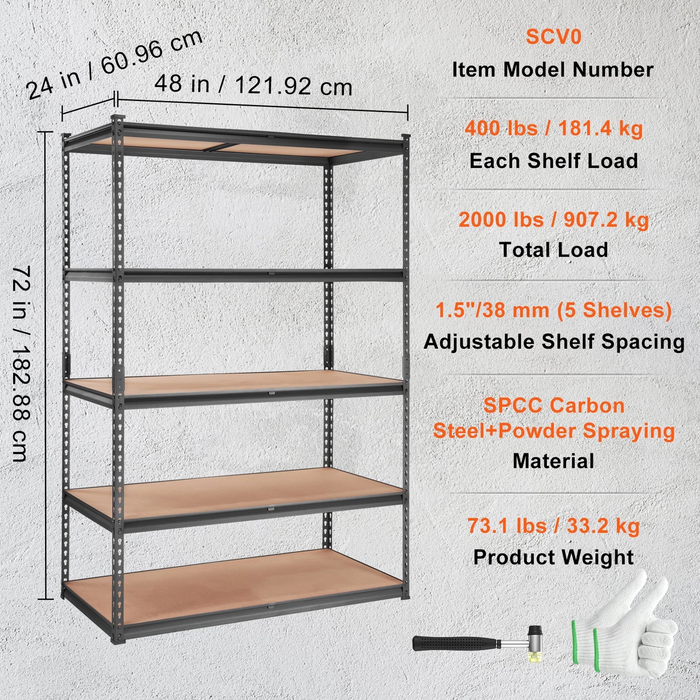 5 Layers Standing Storage Shelving Unit Heavy Duty Organizer Metal Rack for Kitchen Living Room and office.