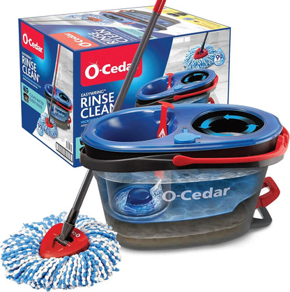 RinseClean Spin Mop & Bucket System + 1 Extra Mop Head | Clean with Clean Water | Removes 99% of Bacteria O-Cedar