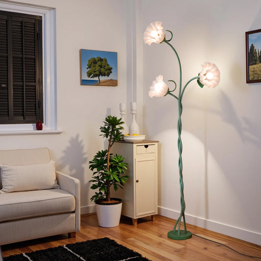 3-Head Flower Floor Lamp, Contains Bulb, 3-Color Dimmable, with Flexible Neck Shaft That Can Be Adjusted at Will, Suitable for Living Room, Bedroom, Study Room Decoration.