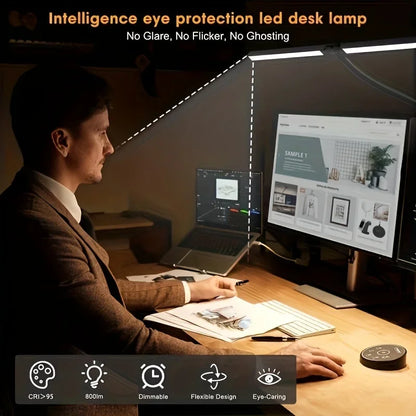 LED Desk Lamp for Home Office - 24 Watt Eye-Care Architectural Desk Lamp with Fixture, and 5-Color Stepless Dimmer