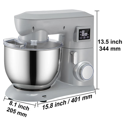 5 IN 1 Stand  Multifunctional Electric Mixer with 6 Speeds LCD Screen Timing 7.4 Qt Stainless Bowl Dough Hook