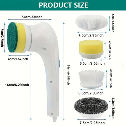 Electric Power Scrubber Kit - Rechargeable Cleaning Brush with Steel Wool Pads for Kitchen, Bath, Grill, Long Handle