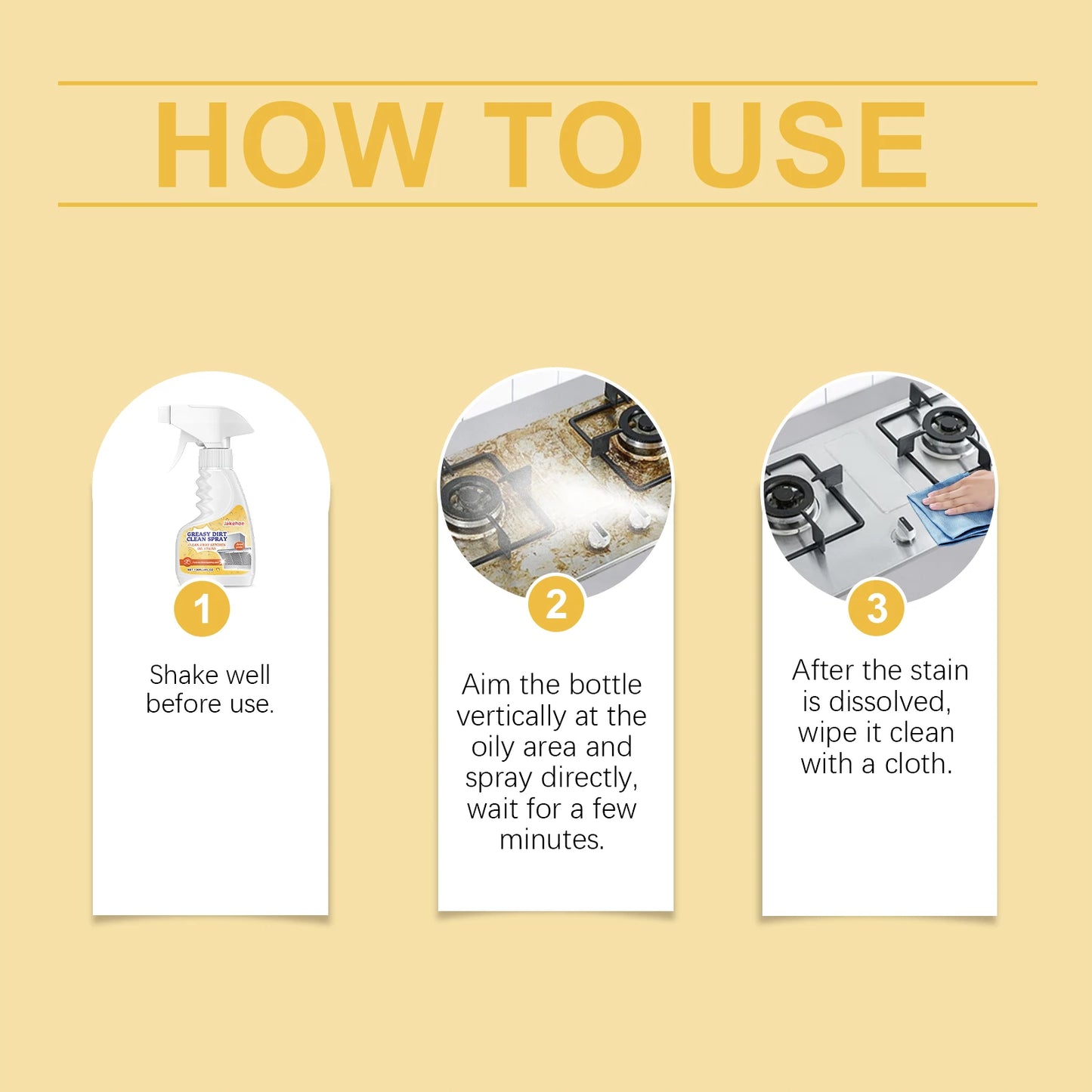 120ml Greasy Dirt Cleaner Spray Strong Kitchen Oil Stain Degreaser Mild, Non-corrosive Cleaning Polishing Stove Range Hood Agent