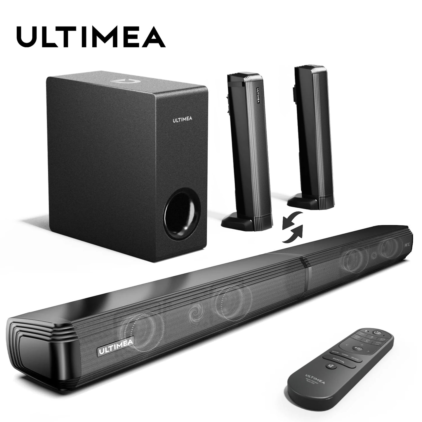 4.1ch Soundbar with Subwoofer,2-in-1 Detachable Bluetooth 5.3 Soundbar for Smart TV, Home Theater Bluetooth Speakers