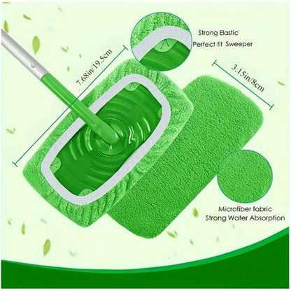 7 Piece Green Mop Cloth, Suitable for  Dry Sweeping Cloth and Wet Mopping, Household Cleaning - Washable