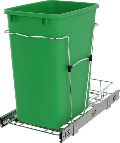 Pullout Trash Can 35 Qt Garbage Recycling Bin Full Extension Slides,