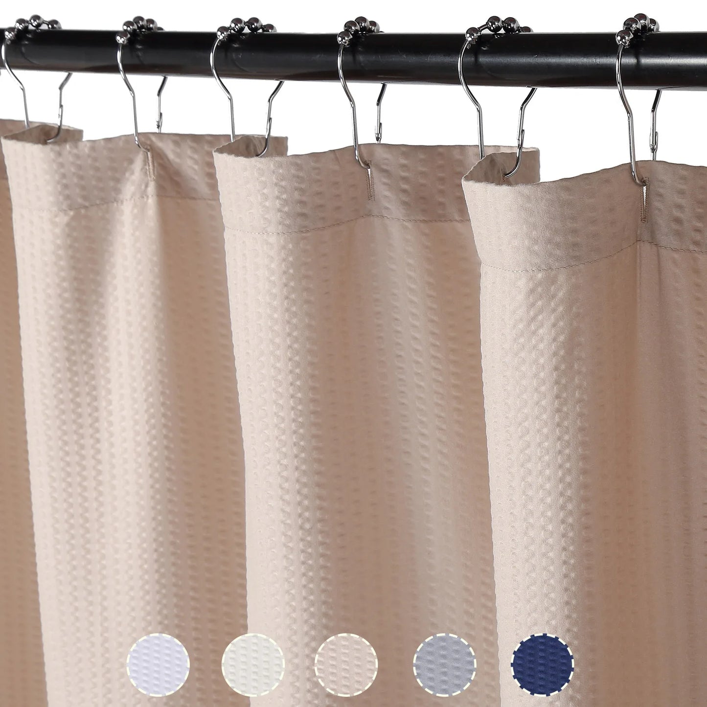 Soft Microfiber Fabric Shower Curtain or Liner for Bathroom, Bathtub Embossed Pattern Water Repellent 72x72Inches