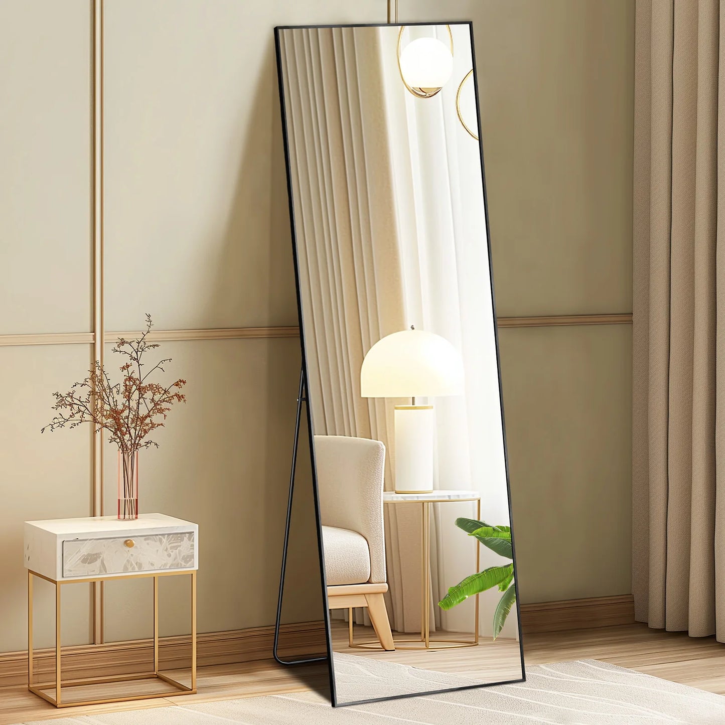 64"x21" Full Body Wall-Mounted Mirror with Stand
