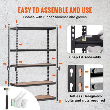 5 Layers Standing Storage Shelving Unit Heavy Duty Organizer Metal Rack for Kitchen Living Room and office.